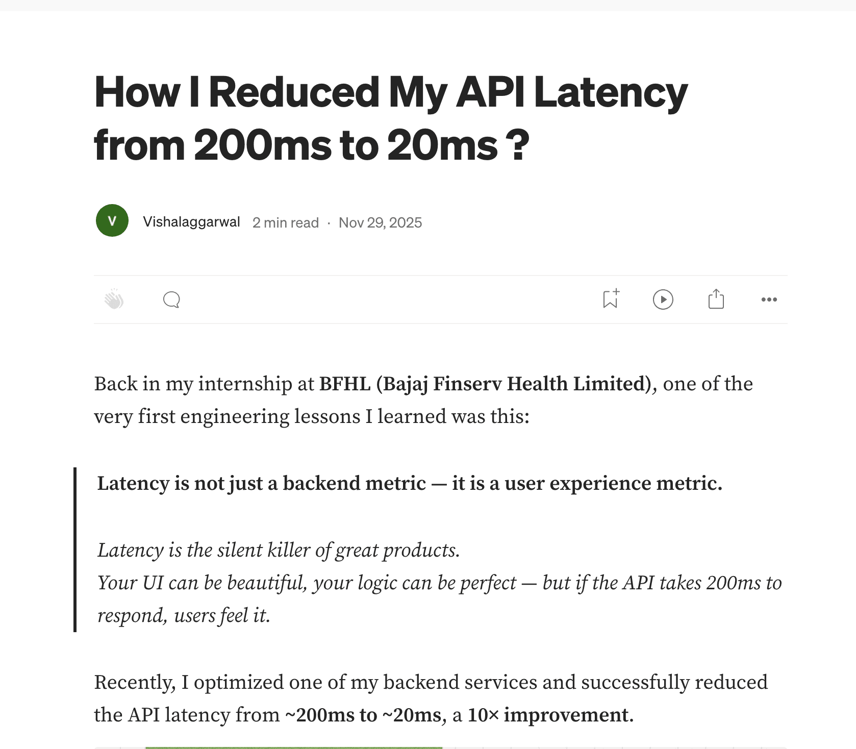 How I Reduced API Latency from 200ms to 20ms