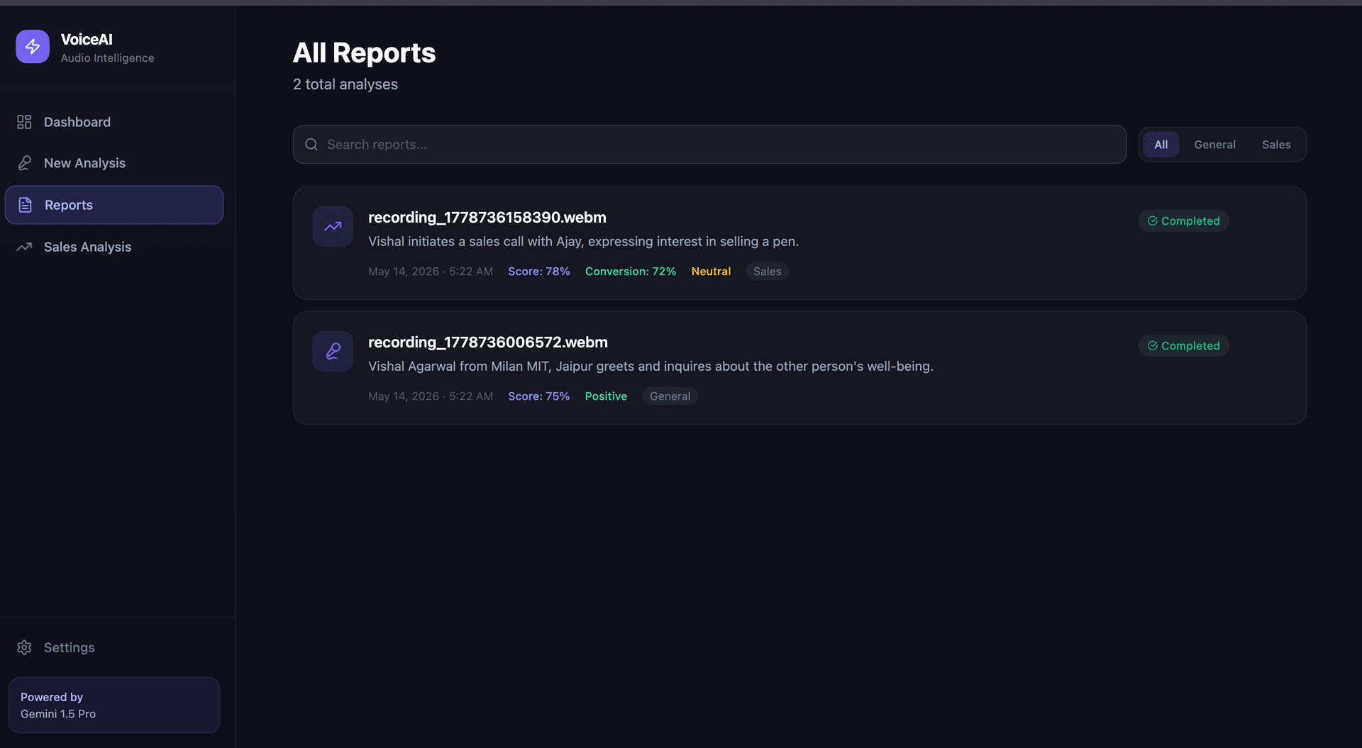 VoiceAI – Sales Call Intelligence Platform screenshot 3